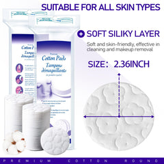 KUKEO Organic cotton rounds with multi-layer design for gentle makeup removal