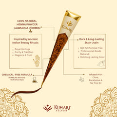 Kumari Kulture henna cone with tea tree oil provides a soothing scent.