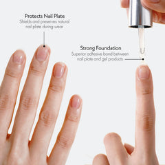 KUPA GelFinity gel base coat curing under lamp delivers fast dry time.