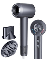 KVINEEN hair dryer gray front view showing quick-dry performance.