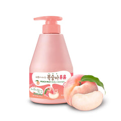 Kwailnara gel de ducha con leche de melocotón en envase, limpieza suave para piel sensible