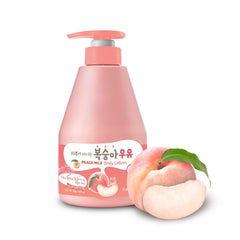 Kwailnara loción corporal leche de melocotón con aroma suave y hidratación ligera