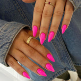 KXAMELIE hot pink press-on nails almond shape for quick glam.