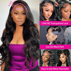 KXBKXB 30-inch body wave wig back view highlights fullness and movement