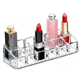 KYHYFJMD clear acrylic lipstick organizer with 12 slots for easy access and visibility.