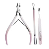 Kylara Cuticle Trimmer Set 3in1 pink finish for precise nail grooming at home