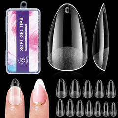 KZAOPZ short almond nail tips box front, organized 240pcs for quick matching