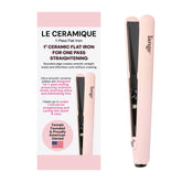 L'ANGE Le Ceramique 1-Pass flat iron on desk, compact for quick styling.