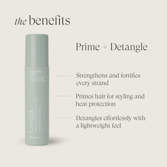 L’ANZA Healing Strength Detangling Primer pump dispenser detail highlights easy application