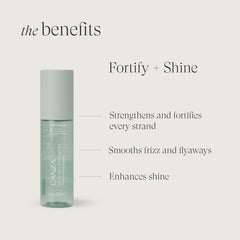 Close-up of strands with luminous gloss from L’ANZA serum
