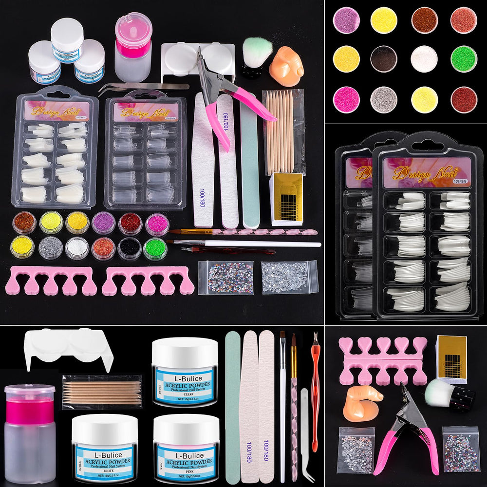 L-Bulice kit acrílico para principiantes, primera vista útil para manicuras caseras.