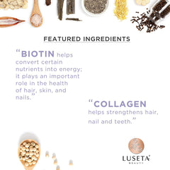 L LUSETA Sulfate-Free Label detail highlights gentle scalp cleansing.