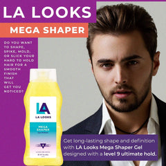 L.A. Looks Mega Shaper 9 Hold cap close-up highlighting alcohol-free formula
