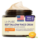 LA PURE Beef Tallow Face Cream jar showing rich hydration for radiant skin