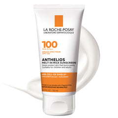 La Roche-Posay Anthelios Melt-In Milk sunscreen bottle with SPF 100 protection.