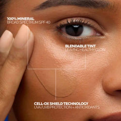 Anthelios tinted sunscreen texture swirls for easy blending.