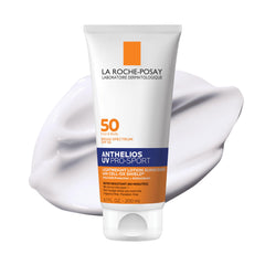 La Roche-Posay Anthelios UV Pro-Sport bottle shown for long-lasting SPF 50 protection during activity.