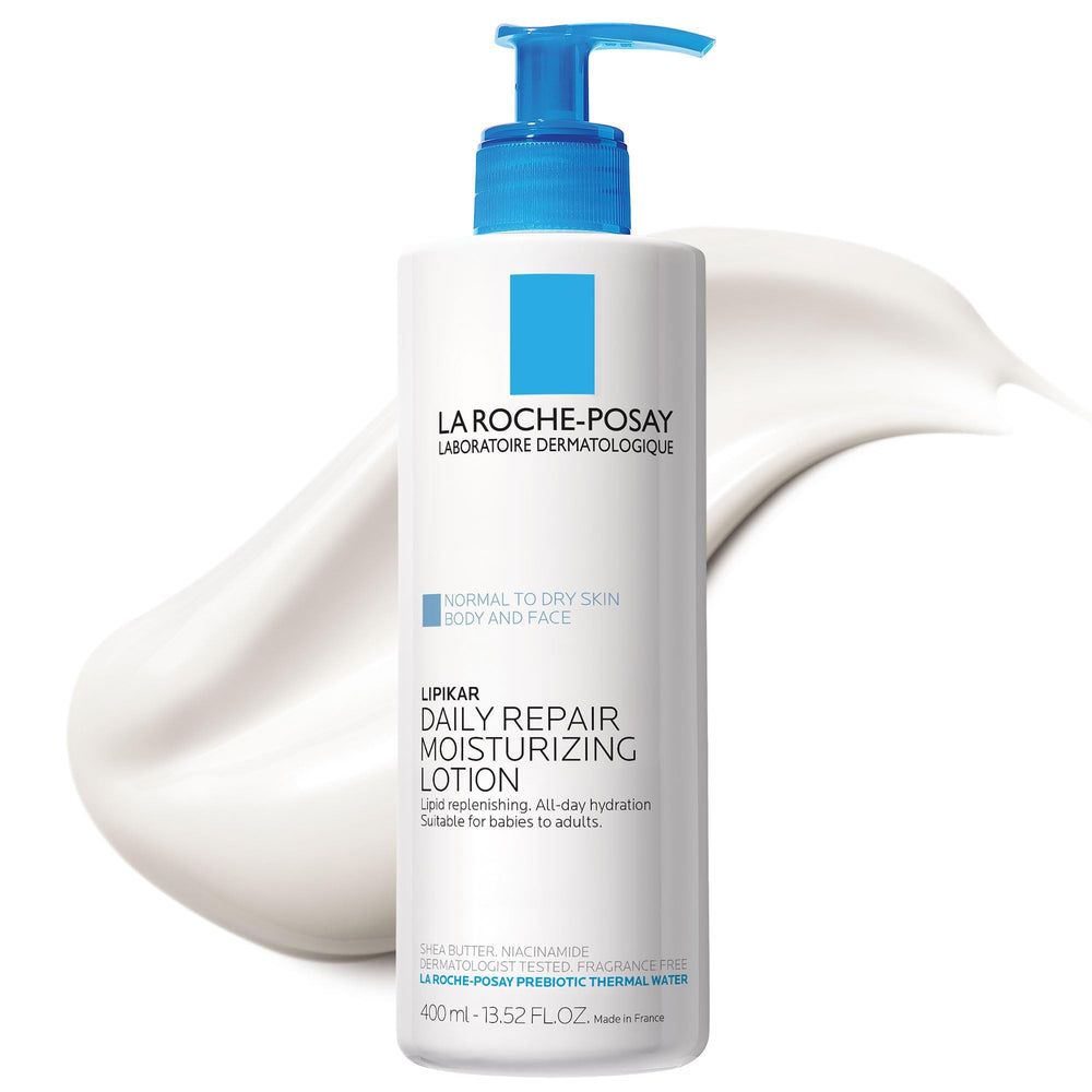 Lipikar de La Roche-Posay loción corporal diaria para hidratación duradera.