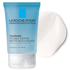 La Roche-Posay Toleriane Double Repair Matte bottle showing oil-free hydration for oily skin