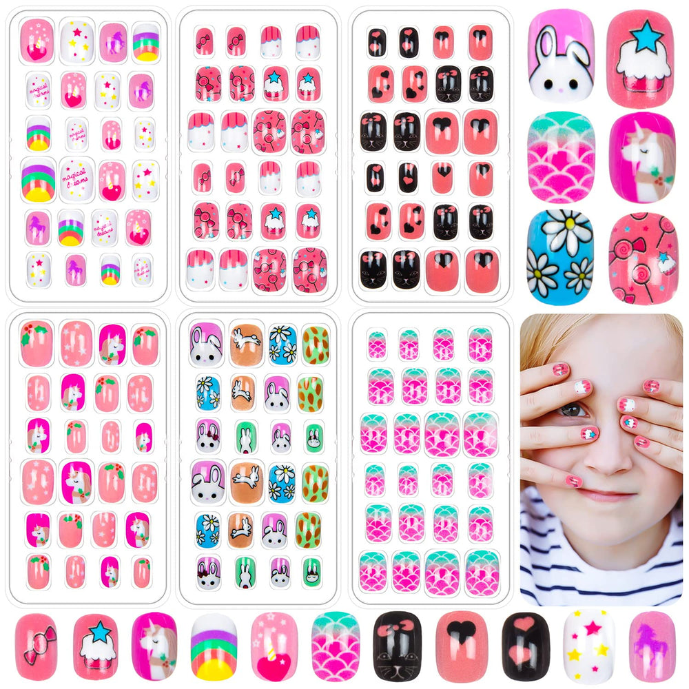Labeol uñas postizas para niñas, 144 piezas para juego diario