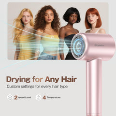 Labiim hair dryer showing negative-ion technology for frizz control.