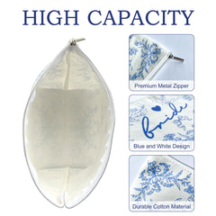 LADY&HOME Bride makeup bag stitching detail shows durable cotton construction.