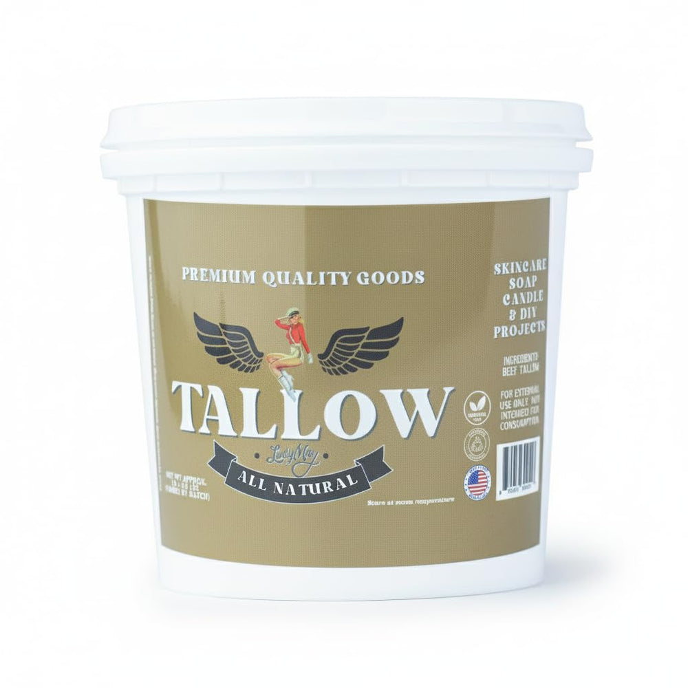 Lady May Tallow bulk 2lb unscented tub for skincare and DIY soaps.