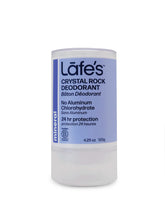 Desodorante Lafe's Crystal Rock neutro, aplicación en punta, protección de 24 horas.