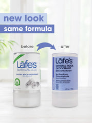 Lafe's Crystal Rock neutro sin fragancia, ideal para uso diario en piel sensible.