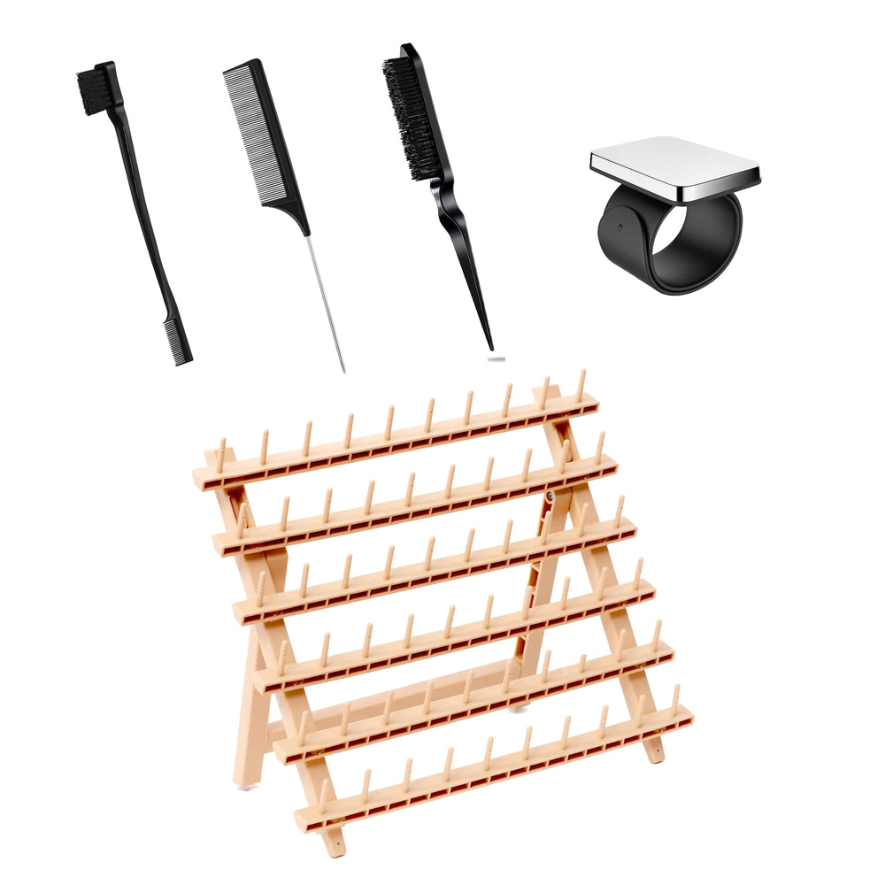 Laflare braiding rack with 60 pegs on a table for quick hair prep.