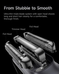 Laifen P3 Pro ultra-thin foil and stainless blades for efficient shaving.