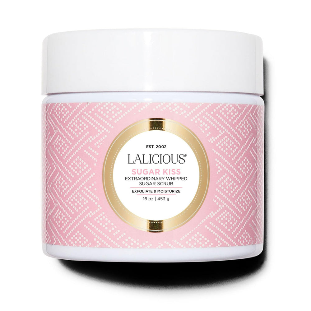 LaLicious Sugar Kiss Scrub bottle delivers smooth, radiant skin.