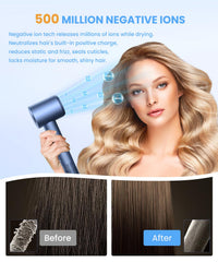 LAMPICK ionic emission image highlights millions of negative ions for smoother hair.