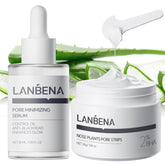 LANBENA nose-strip close-up showing pore-clearing action for smoother skin.