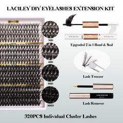 Lanciley lash clusters set with multiple D-curly options for versatile lash looks.