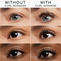 Lancôme Curl Goddess Mascara wand close-up showing curved bristles for precise application.
