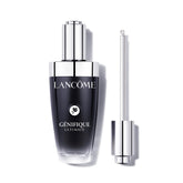 Lancôme Génifique Ultimate Recovery Serum bottle close-up showing refillable packaging for easy, continued use.