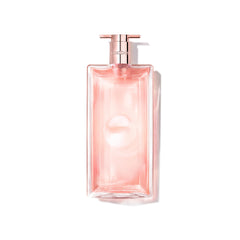 Lancôme Idôle bottle laid flat on vanity for modern everyday elegance