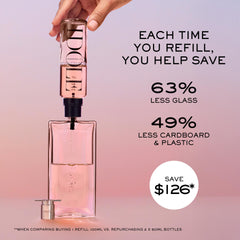 Lancôme Idôle slim bottle on vanity demonstrates portable, modern style.