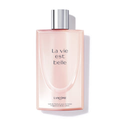 Lancôme La Vie Est Belle scented body lotion bottle showing hydrating formula