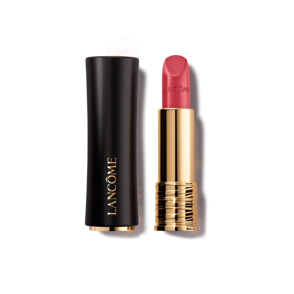 Lancôme L'Absolu Rouge Exotic Orchid swatch shows creamy, hydrating color for daily wear.