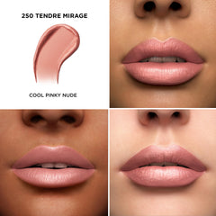 Close-up of Lancôme L'Absolu Rouge lipstick application revealing creamy texture.