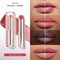 Application shot of Lancôme Lip Idôle Butterglow gliding on lips.