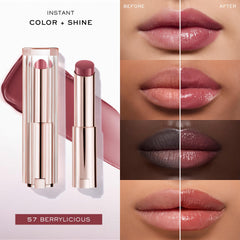Lancôme Lip Idôle Butterglow close-up shows instant shine.