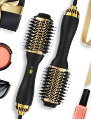 LANDOT hot air hair blow dryer brush with 60mm oval barrel close-up for smooth styling.