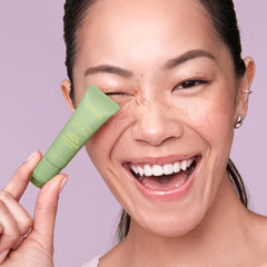Packaging close-up of Laneige Lip Glowy Balm Matcha Bubble Tea.
