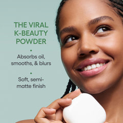 LANEIGE velvet puff applying Neo Blurring Powder for even coverage