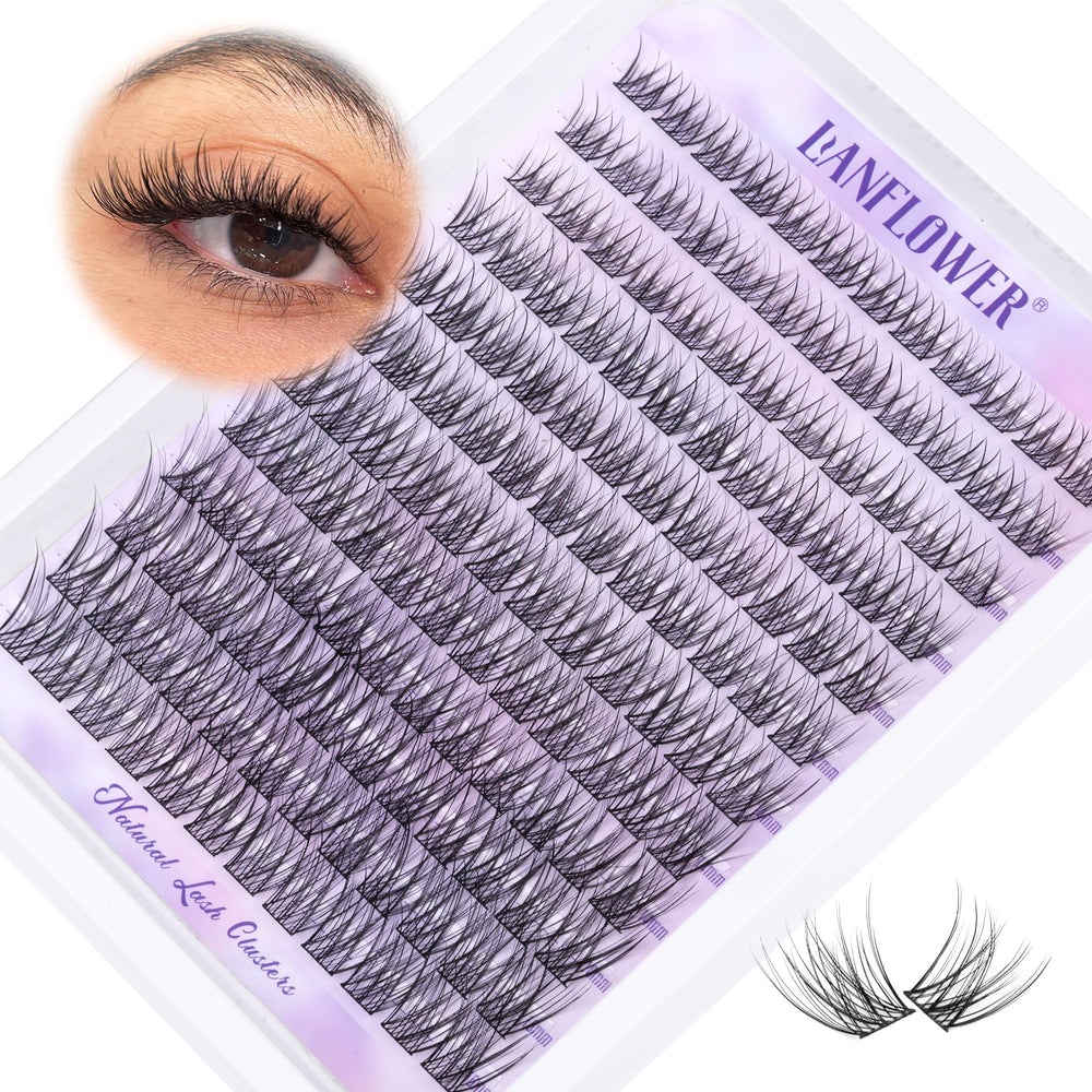 Lanflower wispy lash clusters in 10-16 mm with C curl for natural fullness.