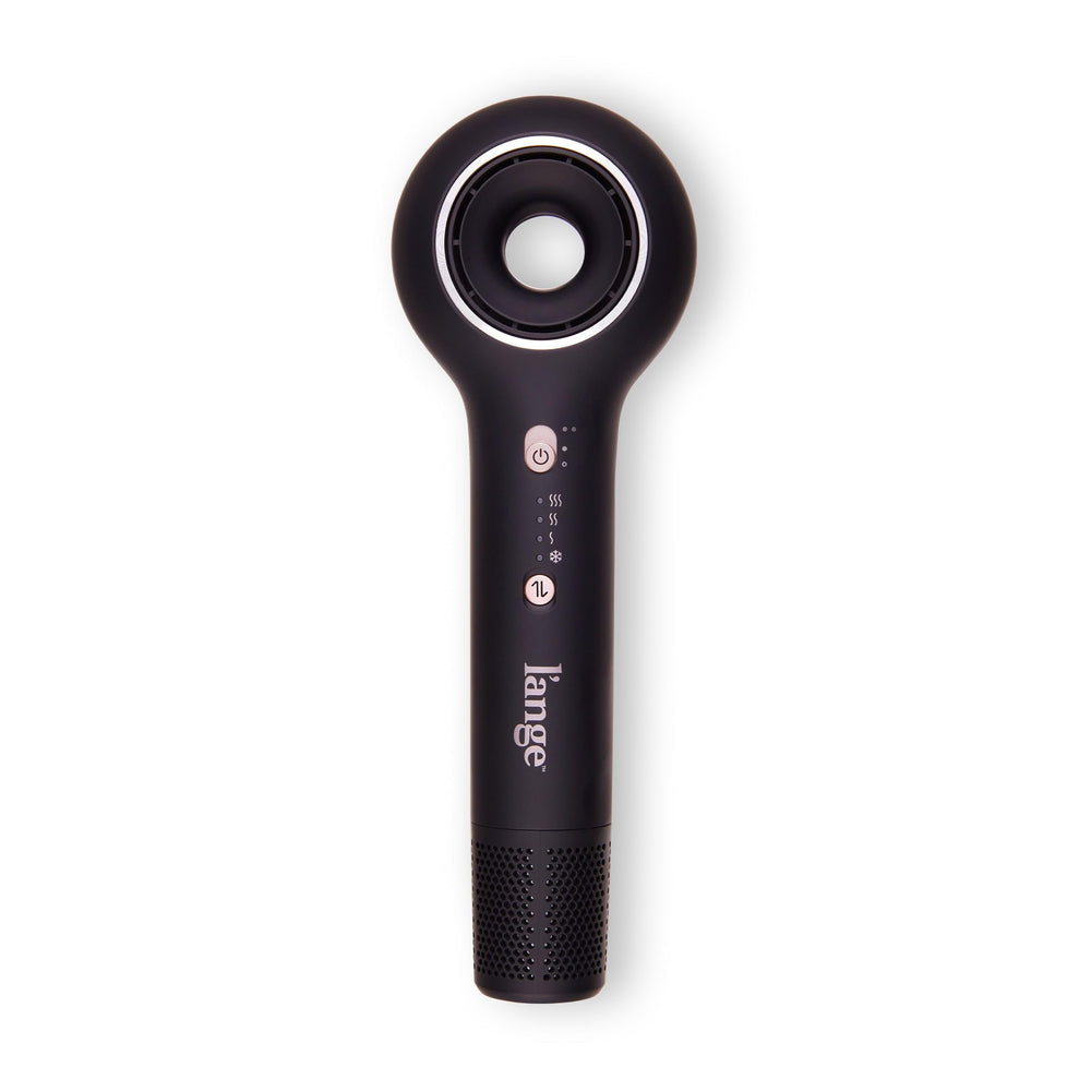 L'ANGE HAIR Axia HaloRing dryer front view showcases its sleek circular design and fast drying potential.