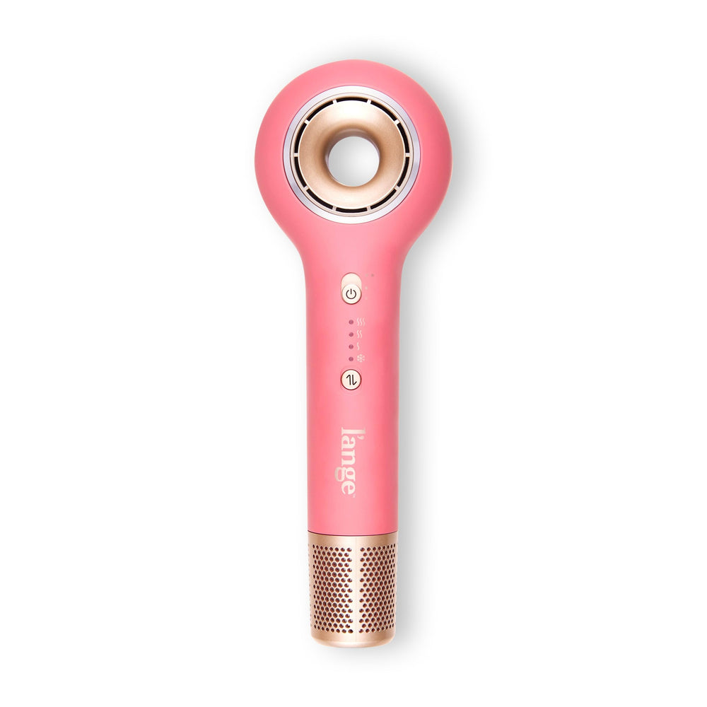 L'ANGE Axia HaloRing dryer front view in rose gold for quick, silky results.
